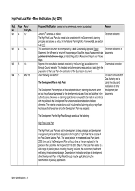 High Peak Local Plan – Minor Modifications (July 2014)