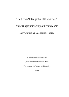 Intangibles of Māori-Ness’: an Ethnographic Description of Urban