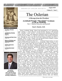 The Oslerian a Message from the President