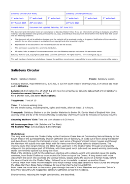 Salisbury Circular (Full Walk) Salisbury Circular (Shortcuts)