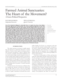 Farmed Animal Sanctuaries: the Heart of the Movement? a Socio-Political Perspective