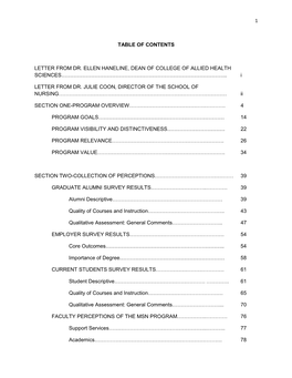 1 Table of Contents Letter from Dr. Ellen Haneline