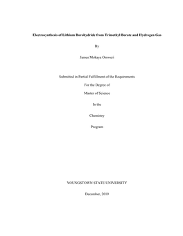 Electrosynthesis of Lithium Borohydride from Trimethyl Borate and Hydrogen Gas