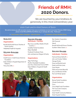 2020 Donor Listing