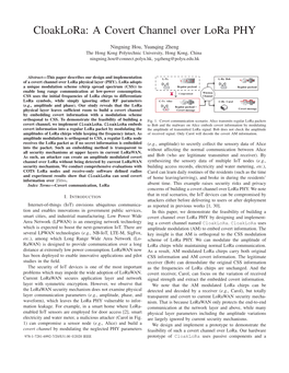 Cloaklora: a Covert Channel Over Lora PHY