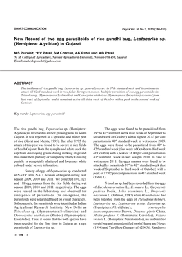 New Record of Two Egg Parasitoids of Rice Gundhi Bug, Leptocorisa Sp. (Hemiptera: Alydidae) in Gujarat