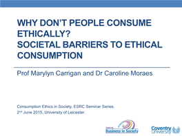 Societal Barriers to Ethical Consumption