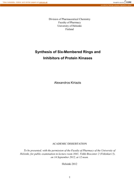 Synthesis of Six-Membered Rings and Inhibitors of Protein Kinases