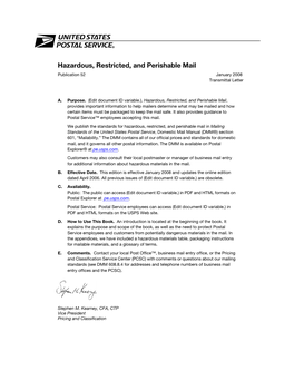 Hazardous, Restricted, and Perishable Mail