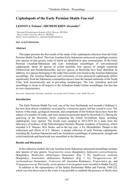 Cephalopods of the Early Permian Shakh-Tau Reef