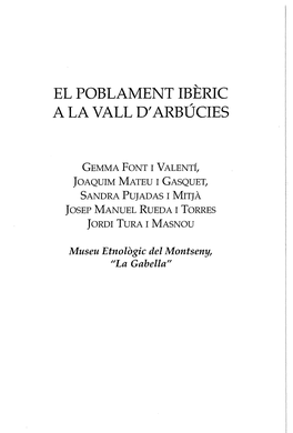 El Poblament Iberic a La Vall D' Arbúcies