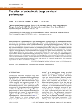 The Effect of Antiepileptic Drugs on Visual Performance