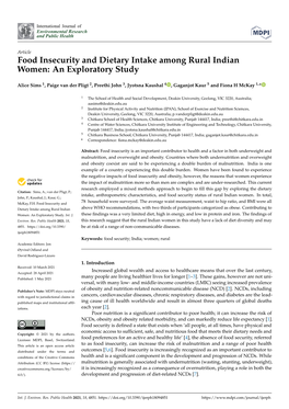 Food Insecurity and Dietary Intake Among Rural Indian Women: an Exploratory Study