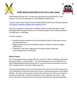 Snrc-Brock Masters Elite Sculling Clinic