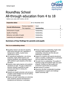 Roundhay School All-Through Education from 4 to 18 Gledhow Lane, Leeds, West Yorkshire, LS8 1ND