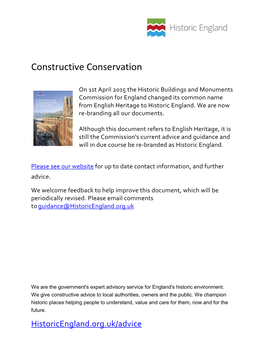 Constructive Conservation: Sustainable Growth for Historic Places