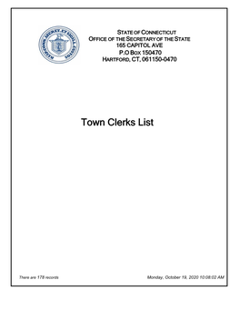 Town Clerks List