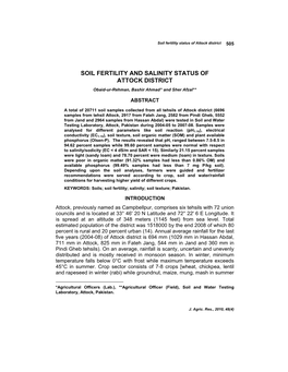 Soil Fertility and Salinity Status of Attock District