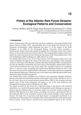 Fishes of the Atlantic Rain Forest Streams: Ecological Patterns and Conservation