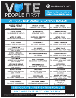 Official Democratic Sample Ballot