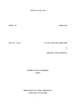 District Census Handbook, Gadag, Part XII-A & B, Series-30