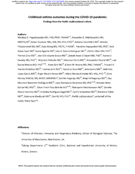 Childhood Asthma Outcomes During the COVID-19 Pandemic: Findings from the Pearl Multi-National Cohort