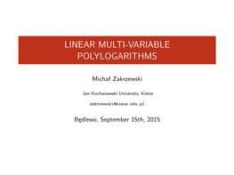 Michał Zakrzewski, Linear Multi-Variable Polylogarithms