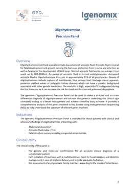 Oligohydramnios Precision Panel Overview Indications Clinical Utility