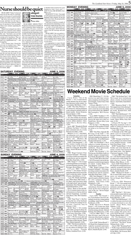 Weekend Movie Schedule Nurse Should Be Quiet
