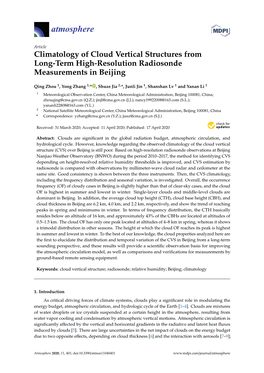 Climatology of Cloud Vertical Structures from Long-Term High-Resolution Radiosonde Measurements in Beijing