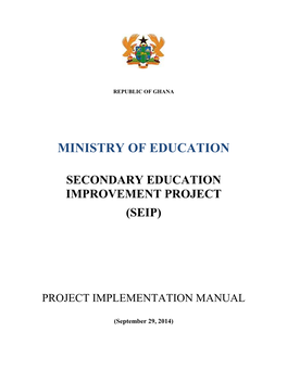 Ministry of Education Secondary Education Improvement Project