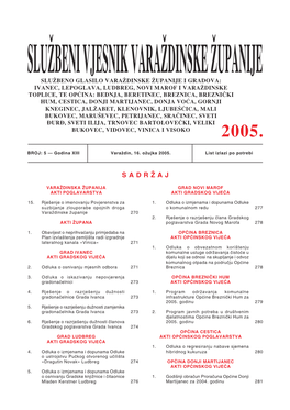 OPĆINA BREZNIČKI HUM Gradonačelnici 273 AKTI OPĆINSKOG VIJEĆA