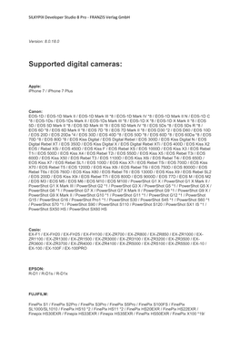 Supported Digital Cameras