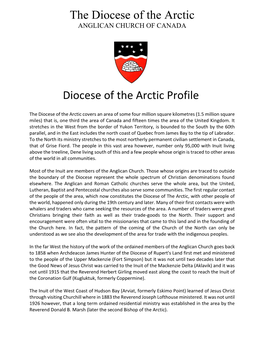 The Diocese of the Arctic Diocese of the Arctic Profile