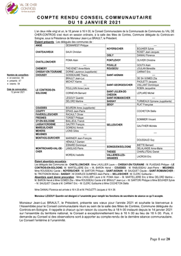 Compte-Rendu Du 18 Janvier 2021