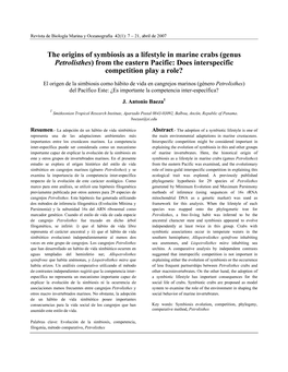 The Origins of Symbiosis As a Lifestyle in Marine Crabs (Genus Petrolisthes) from the Eastern Pacific: Does Interspecific Competition Play a Role?