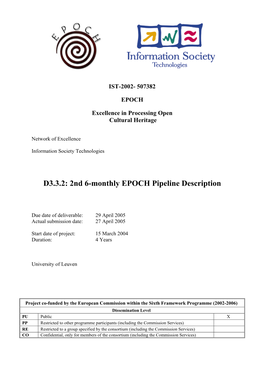 First 6-Monthly EPOCH Pipeline Description