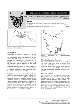 Description Distribution and Habitat Status