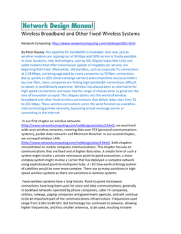 Wireless Broadband and Other Fixed-Wireless Systems