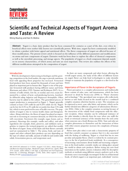 Scientific and Technical Aspects of Yogurt Aroma and Taste: a Review