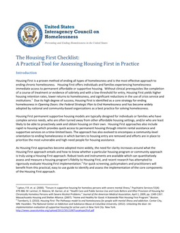 The Housing First Checklist: a Practical Tool for Assessing Housing First in Practice