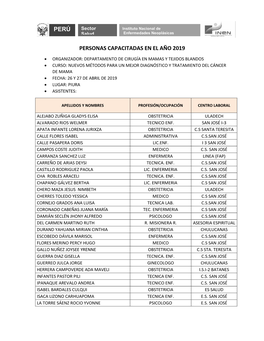 Perú Personas Capacitadas En El Año 2019