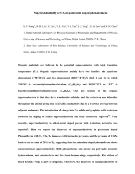 Superconductivity at 5 K in Potassium Doped Phenanthrene