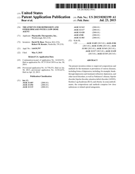 (12) Patent Application Publication (10) Pub. No.: US 2015/0202199 A1 Bear Et Al