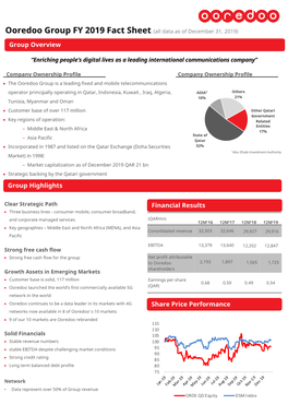 Ooredoo Group Fact Sheet Q4 2019 V1