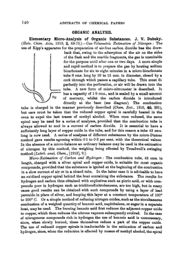 140 ORGANIC ANALYSIS. Elementary Micro-Analysis Of