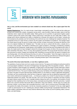 Entretien Avec Dimitris Papaioannou