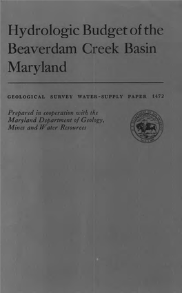 Hydrologic Budget of the Beaverdam Creek Basin Maryland