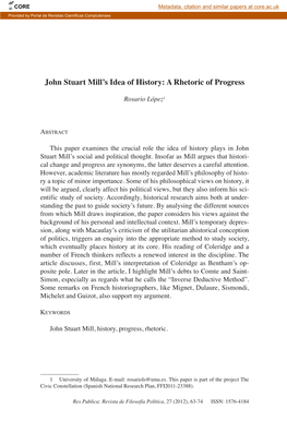 John Stuart Mill's Idea of History: a Rhetoric of Progress