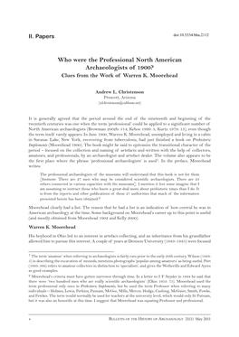 Who Were the Professional North American Archaeologists of 1900? Clues from the Work of Warren K